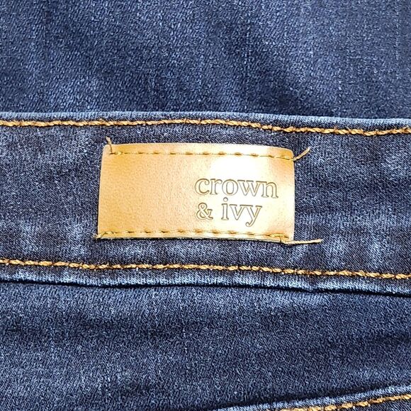 Crown & Ivy Jeans Womens 14 Straight Leg Stretch Denim High Rise Pockets Casual - Picture 14 of 15